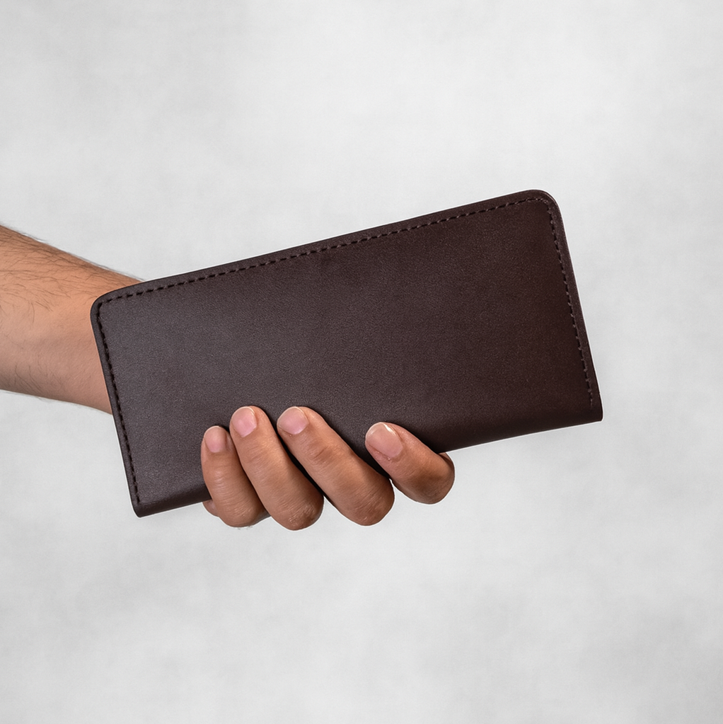 کیف پول کتی چرم طبیعی قهوه ای ناپا